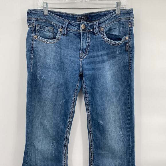 Silver Jeans Co Lola Mid Rise Medium Wash Denim Bootcut Jeans W32/L30 35 30 - Picture 2 of 10